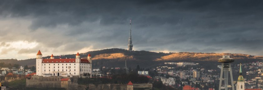 View of Bratislava Castle and Kamzik TV Tower